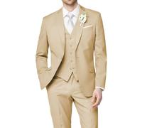 HUUTOE Costume 3 pièces élégant pour mariage, bal de fin d'année, affaires, blazer à un bouton, veste gilet et pantalon, smoking, pour homme, personnalisable, champagne, XX-Large