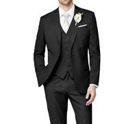 HUUTOE Costume 3 pièces élégant pour mariage, bal de fin d'année, affaires, blazer à un bouton, veste gilet et pantalon, smoking, pour homme, personnalisable, noir, XX-Large