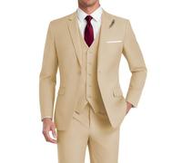 HUUTOE Costume 3 pièces élégant pour mariage, bal de fin d'année, affaires, blazer à un bouton, veste gilet et pantalon, smoking, pour homme, personnalisable, champagne, XX-Large