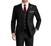 HUUTOE Costume 3 pièces élégant pour mariage, bal de fin d'année, affaires, blazer à un bouton, veste gilet et pantalon, smoking, pour homme, personnalisable, noir, Taille 5XL