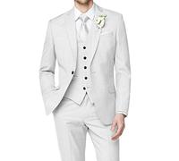 HUUTOE Costume 3 pièces élégant pour mariage, bal de fin d'année, affaires, blazer à un bouton, veste gilet et pantalon, smoking, pour homme, personnalisable, blanc, Taille M