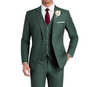 HUUTOE Costume 3 pièces élégant pour mariage, bal de fin d'année, affaires, blazer à un bouton, veste gilet et pantalon, smoking, pour homme, personnalisable, vert foncé, XX-Large