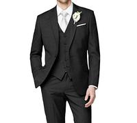 HUUTOE Costume 3 pièces élégant pour mariage, bal de fin d'année, affaires, blazer à un bouton, veste gilet et pantalon, smoking, pour homme, personnalisable, noir, Taille 4XL