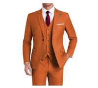 HUUTOE Costume 3 pièces élégant pour mariage, bal de fin d'année, affaires, blazer à un bouton, veste gilet et pantalon, smoking, pour homme, personnalisable, orange brûlé, Taille 5XL