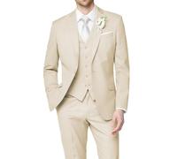 HUUTOE Costume 3 pièces élégant pour mariage, bal de fin d'année, affaires, blazer à un bouton, veste gilet et pantalon, smoking, pour homme, personnalisable, crème, XX-Large