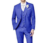 HUUTOE Costume 3 pièces élégant pour mariage, bal de fin d'année, affaires, blazer à un bouton, veste gilet et pantalon, smoking, pour homme, personnalisable, bleu royal, Taille L