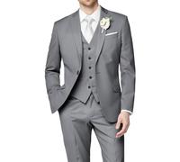 HUUTOE Costume 3 pièces élégant pour mariage, bal de fin d'année, affaires, blazer à un bouton, veste gilet et pantalon, smoking, pour homme, personnalisable, gris, Taille L