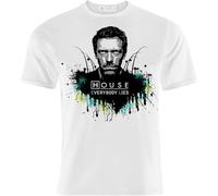 HUUXUXQ MANCHANG Mens T-Shirt Dr House Medical Division Inspired Everybody Lies! WhiteLarge Black White Manches Courtes(Medium)
