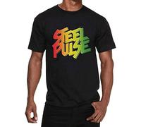 HUUXUXQ Men's ATP Steel Pulse Shirt Roots Reggae Musical Band Black Steel Pulse T-Shirt Manches Courtes(Small)