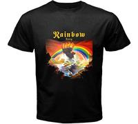 HUUXUXQ Rainbow Rising Blues Men's Black T-Shirt Colour13 Manches Courtes(3X-Large)