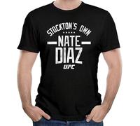 HUUXUXQ zulian Mans 2020 Nate Diaz Cool Fighter Wordmark Logo Tshirts 100% Cotton Black Manches Courtes(3X-Large)