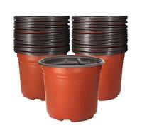 Huvai Lot de 50 pots de fleurs en plastique souple épais de 3,8 l avec 50 étiquettes en plastique étanches de type T et 2 mini outils de transplantation