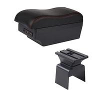 HUVNEXA Boîte d'accoudoir de voiture, boîte de rangement de Console centrale, style de voiture avec porte-gobelet, accessoires USB, for Peugeot, 307 Accoudoir de voiture(BLACK E2 Red Line)