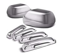 HUVNEXA Ensemble de couvercles de poignée de porte et de miroir chromés, style chromé, 05-10, for Jeep, Grand Cherokee 4 portes Couvre-poignée de porte de voiture