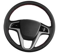HUVNEXA Housse de Volant de Voiture Tresse de Couverture Volant Voiture, pour Solaris Verna I20 I25 Accent 2008-2014(Black Light Blue Thread)