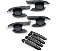 HUVNEXA Lunette de poignée latérale de voiture Autocollant de couverture bol poignée porte voiture en fibre carbone, pour Nissan, X Terra 2017 2018 2019 2020 2021 2022(BLACK Handle bowl 0 Button)