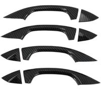 HUVNEXA Lunette de poignée latérale de voiture Pour A6 C8 5ème génération 2019-2024 A7 4K8 2ème poignée de porte extérieure voiture, garniture capuchon(BLACK Carbon Fiber)