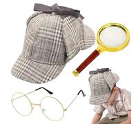 Huvqianu Accessoires De Déguisement De Détective - Jeu De Rôle Détective Halloween Pour - Chapeau Lunettes Loupe, Accessoires de Déguisement pour Adultes Halloween Noël Fête Spectacle et Théâtre