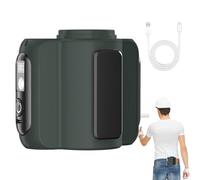 Huvqianu Belt Fan, Personal Shirt Fan, 4.3 Inches Rechargeable Waist Clip with Light, Portable Multifunctional Cooling for Fishing Camping Hiking Climbing Backpacking, Black, Orange