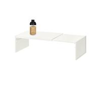 Huvqianu Cabinet Shelf, Layered Organizer, Kitchen Storage Rack, Stackable Space Saving, Non Slip Heavy Duty Metal Stand for Pantry, Cupboard, Counter Top, White/Gray