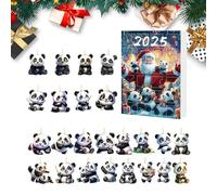 Huvqianu Calendrier de l'Avent Noël 2025 | 24 Jours avec Charmes Panda 2D Calendrier Avent 2025 | Décorations Festives Pendaison pour Porte Fenêtre Intérieur Extérieur | Fête de Vacances