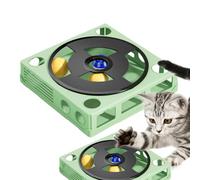 Huvqianu Cat Food Puzzle, Strategy Treat Maze Box, 9.84x9.84in Phonograph Interactive Toy, Turntable Track Puzzle, Enrichment Game Indoor Cats, Mental Stimulation for Kittens