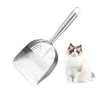 Huvqianu Cat Litter Scoop, Stainless Steel Scooper, 12.8inch Ergonomic Handle, Cat Poop, Hollow Sifting Design, Box Cleaning and Pet Care Use, Stainless Material