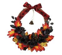 Huvqianu Couronne de Porte Halloween - Décoration pour Fenêtre Intérieure - Couronne De Fête Décorative 40 cm avec Feuilles D Érable et Baies pour Halloween en Cuisine Cheminée Porche et
