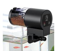 Huvqianu Distributeur automatique de nourriture pour aquarium - 100 ml - Alimenté par piles - Pour nourrir les crevettes Betta - Petit réservoir de granulés - Pour la maison, le bureau, les voyages