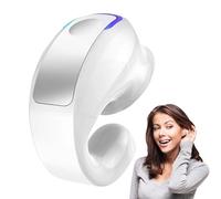 Huvqianu Écouteurs sans Fil à Clip | Casque à Oreille Ouverte à Conduction osseuse - Blanc, Bluetooth 5.3, 6 heures d'autonomie, IPX5, pour Sport et Voyage