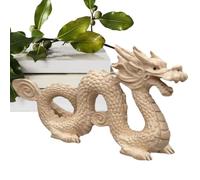 Huvqianu Figurine de dragon artistique en bois, statue de dragon chinois sculptée à la main, 10 x 2 x 4 cm, détails complexes, symbole de force, sculpture Feng Shui Fury pour décoration d'intérieur,