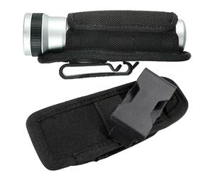 Huvqianu Flashlight, Law Enforcement Pouch, 2.17×6.1 inches Reliable 360° Rotating Buckle Cover, Nylon Flashlight Holder for Outdoor, Camping, Backpack, Work Belt, Black