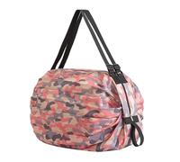 Huvqianu Foldable Shopping Bag, Large Capacity Grocery Tote, 15.75×15.75 Inches Unfolded Heavy Duty Nylon, Storage Organizer for Clothes Food Beach Gym Camping Travel, Black, Pink, Navy Blue