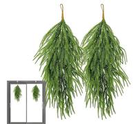 Huvqianu Guirlande de Pin Fausse | Décor de Noël en Forme de Larme,Guirlande Imputrescible Décor 66 cm pour Cheminée Porte Mur Rampe Escalier