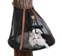 Huvqianu Hamac pour Chat, Maison De Sommeil pour Animaux De Compagnie en Maille, Hamac Suspendable avec Porte Enroulable, pour Extérieur Jardin Arrière-Cour Terrasse Pelouse Camping Randonnée
