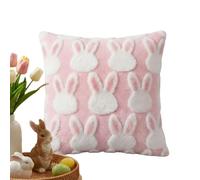Huvqianu Housse de de Pâques - esthétique en Forme de Lapin en Peluche, Tissu en Lin de 45,7 cm avec Charme, en mélange de Coton avec Style, décoration de canapé, Accent saisonnier, piè