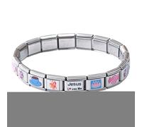 Huvqianu Italian Charm Bracelet, Stainless Steel Modular, 6.89x6.89in Fashion Jewelry Supplies, Elegant Adjustable Design, Authentic Polished Finish for Dating, Party, Wedding, Travel Use