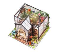 Huvqianu Kit Maison Miniature | Kit Serre Modèle 3D | Décoration Créative pour Bibliothèque Chambre Ados Adulte Étagère Noël | Déco Halloween