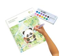 Huvqianu Livre de coloriage à l'eau, kit de peinture de dessin animé, kit de livre d'aquarelle multifonctionnel pour l'école, la maison, la maternelle pour de 3 ans et plus