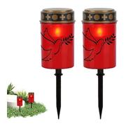 Huvqianu Lot de 2 lampes funéraires pour cimetière, lampes de jardin à bougie résistantes à l'eau, lumières funéraires pour jardin, cimetière, allée, jardin, décoration de fête