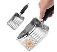 Huvqianu Pet Cat Litter Shovel, Stainless Steel Deep Scoop, 10.24x4.21in Efficient Waste Remover, Pet Breeding Tool, Ideal for Bedroom, Courtyard, Living Room, and Cat House Use