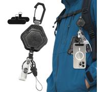 Huvqianu Porte-Clés Rétractable avec - Porte-Badge ID avec Attaches pour Téléphone | Badge d'Identification pour Activités Extérieures Randonnée et Alpinisme