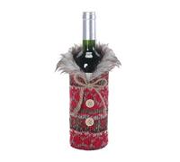 Huvqianu Sac à vin de Noël - Support décoratif pour tricot | Housse décorative pour bouteille de vin, pour Noël, vacances, festival, famille, amis, salon, cuisine, bar, Rouge, Refer to description