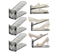 Huvqianu Shoe Stacker Organizer, Double-Layer Non-Slip Holder, 10.83×4.06×4.53 inches Space Saver Adjustable,Closet Shoes Storage for Closet Door Dorm Entryway Garage, Transparent, Gay