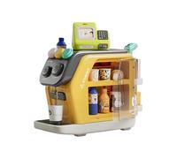 Huvqianu Shopping Cash Register Toy, Pretend Supermarket Checkout Set, Interactive Coffee Machine Playset, Lights and Sounds, Perfect for Boys Girls Toddler Role Play 15.16x14.76x7.87 inches