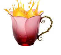 Huvqianu Tasse florale | Verre esthétique en forme de pétale | Poignée de vigne en forme de pétale mignonne, tasses à thé pour femmes, adolescentes, cuisine, maison, café, eau, bière, jus, thé