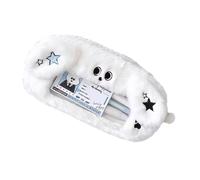 Huvqianu Trousse à stylos style chiot de grande capacité, organiseur de pinceaux de couleur blanche, design compact, organiseur multi-usage, 1 unité, pochette à crayons transparente pour l'école, la