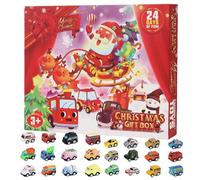 Huvqianu Voiture À Friction Avent,24 Jours 2025 Petites Voitures Et Camions Cadeaux De Fête | Set De Véhicules Avent Pour Tout-Petits | Pour Famille Amis Garçons