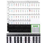 HUVZOR 1 autocollant de clavier de piano en PVC transparent pour touches 37/49/54/61/88, notes de clavier de piano amovibles, pour enfants et débutants (noir)
