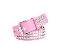 HUVZOR 1 pièce Ceinture à rivets Rock Punk Punk Rivet cloutée Ceinture gothique rangée pyramide carrée en cuir PU vintage punk rock ceinture à œillets ceinture pour jeans rockwear femme/homme(Rose)